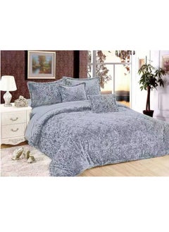 Buy Velvet Comforter  6-Piece Rose Fur King Comforter Set Velvet Quilted Bedspread Throw & Pillow Double King Size Bedding Set c7 in UAE