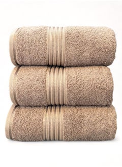 Buy Fluffy Bath Towel Set - Fast Absorbent and Quick Dry Bath Towels Pack of 3 Chocolate in Saudi Arabia