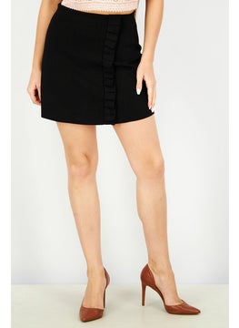 اشتري Women Solid Pleated Side Mini Skirt, Black في الامارات