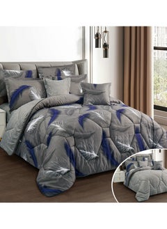 Buy Hours comforter set with soft silky fabric two sides floral print 8 pieces king size in Saudi Arabia