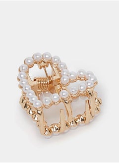 Buy Embellished Faux Pearl Heart Hair Claw in Saudi Arabia