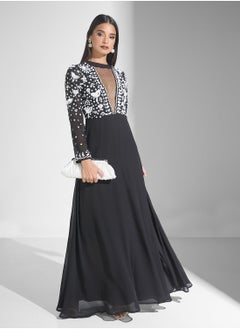 homeyee women's chic v-neck lace patchwork flare party dress a062 One-Shoulder Sequin Flared Skirt Dresses