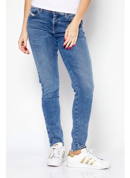 Buy Women Regular Fit Washed Stretchable Denim Jeans, Blue in UAE