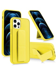 Buy iPhone 15 Pro Case 6.1 Inch with Magnetic Stand Holder Premium Silicone Vertical and Horizontal Hand Strap Grip Multi Stand Car Mount Kickstand Case Finger Strap Cover in UAE