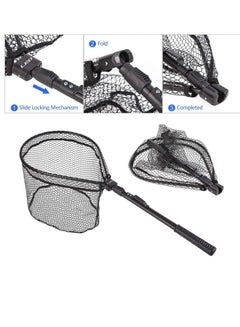 Buy Fishing Spinning Landing Net, ELECDON Portable Folding Wading Net One Hand Foldable & Telescopic Easy Clean Rubber Mesh Frame Handle Tangle Proof Durable Material Mesh, Safe Fish, 1 Pack in UAE