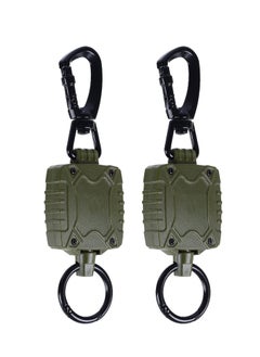 اشتري Carabiner Retractable Keychain, 2 Pack Self Retractable Id Badge Reel with Belt Clip, Heavy Duty Tactical Badge Holder with 26 Inches Cord, Multitool Carabiner Key Chain, 10 Oz Retraction في الامارات