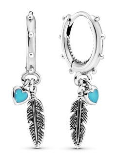 Buy Pandora Jewelry - Spiritual Feather Earrings - Sterling Silver in UAE