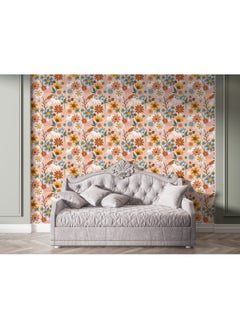 اشتري French Floral Fabric Wallpaper Covers An Area ​​Up To 4.2Mx3M With Adhesive And Smoothing Tool في مصر