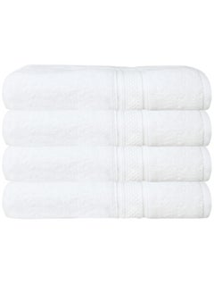 Buy Robust Bath Towel Set 600 GSM 100% Terry Combed Cotton Quick Drying Highly Absorbent Thick and Fluffy Bathroom Towels - Soft Luxurious Hotel Quality for Bath and Spa (4 Pack, 70 X 140 cm) (White) in UAE