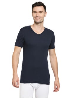 Buy Mens Cotton Undershirt V Neck Navy Blue in UAE