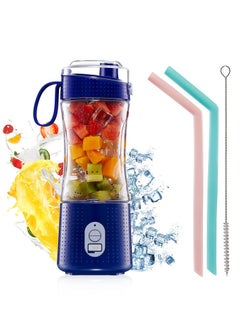 Buy Portable Blender for Shakes and Smoothies Personal Size Single Serve Travel Fruit Juicer Mixer Cup with Rechargeable 4000mAh Blue in Saudi Arabia