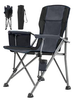 Buy Portable Camping Chairs, Outdoor Camp Chair with Armrest and Cup Holder, Folding Chair for Camping, Hiking, Sports(Grey) in Saudi Arabia