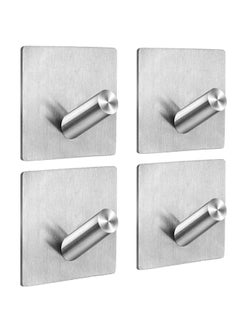 Buy SYOSI Heavy Duty Self Adhesive Hooks, On Wall Stainless Steel Hooks Waterproof and Rustproof  for Bathroom, Kitchen, Closet, Home or Office (4 Pack) in UAE