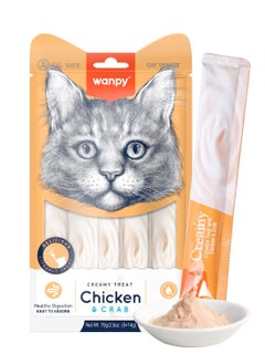 Buy Wanpy Creamy Lickable Cat Treats – Chicken & Crab (14gx5) – 1Box 12pcs in UAE