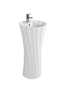 Buy Patt Decorative Basin Ceramic Wash Basin Sink For Bathroom, Commercial Lavatories, L 40 x W 40 x H 82 Cm White in UAE