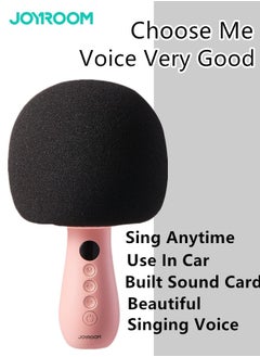 Buy Wireless Bluetooth Handheld Microphone With Speaker For Cars And Home Singing Microphone Pink in Saudi Arabia