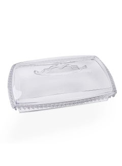 Buy AlHoora 33.5x21.5cm Clear Acrylic Serving Tray With Cover And Design On Edge in UAE
