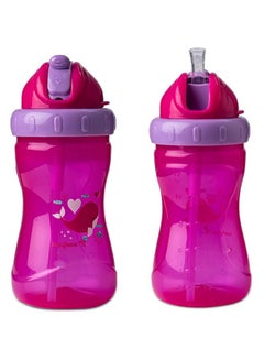 اشتري زجاجة مياه 340 ملزجاجة شرب للأطفال 340 مل للأطفال الرضع كوب مضاد للانزلاق مع فوهة سيليكون ناعمة قابلة للإزالة زجاجة مياه مزودة بشفاطة زجاجية للأطفال خالية من مادة BPA للأطفال الصغار باللون الوردي في الامارات