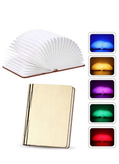 Buy Portable LED Wooden Book Light - Creative Folding Night Light in 5 Colors, USB Rechargeable, Ideal for Bedroom Reading, Home & Office Decor, Gift Idea (White Maple Wood, 17x14x2.5 cm) in Saudi Arabia