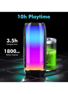 Buy RGB Bluetooth Speaker with 360° Lighting, IPX5 Waterproof Portable Bluetooth 5.0 Speaker with Type C Charging Port Light Support TF Card, USB, AUX for Phone, PC, Tablet, White and Black (Black) in Egypt