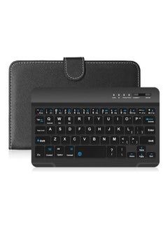 Buy Portable PU Leather Bluetooth Wireless Keyboard Black in Saudi Arabia