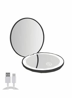 Buy Compact Mirror with LED Light, Rechargeable 1x/10x Magnification Compact, Dimmable Small Travel Makeup, Pocket for Handbag, Purse, Handheld 2-Sided,Gifts Girls in UAE