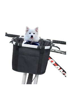 اشتري Bicycle Basket Dog, Bicycle Handlebar Basket for Small Dog Cat, Folding Detachable Quick Release Easy Install, Multi-Purpose Bicycle Basket for Pet, Shopping, Commuting, Camping and Outdoor في السعودية