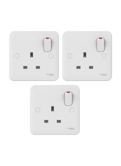 Buy Schneider Electric Lisse Uk Standard Switch Socket White, 1 Gang 13A 86×86 mm, Bs 1363-2 Standard - Pack of 3 in UAE