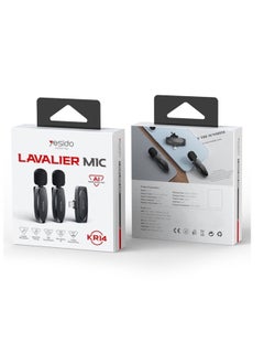 اشتري LAVALIER MIC KR14 أفضل ميكروفون لتقليل الضوضاء بالذكاء الاصطناعي لمدوني الفيديو باللون الأسود في الامارات