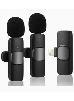 Buy K9 Wireless Lavalier 2 Microphone For iPhone iPad, Wireless Mic Playback Compass For Recording, Live Streaming, YouTube, Tik Tok, Facebook, Auto Noise Reduction Sync in UAE