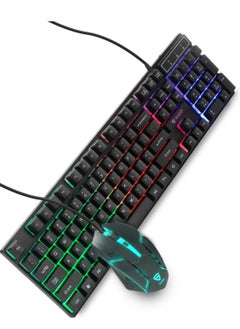 Buy RAEGR RapidGear X30 Wired Rainbow Backlight Keyboard and 1200 dpi Mouse Set, LED Backlit, Floating Keycaps with Breathing Lights Effect, Plug and Play | Compatible with PC/Laptop/Mac - Black RG10471 in UAE