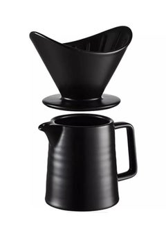 Buy Pour Over Coffee Maker Set Premium Ceramic V60 Dripper Decanter1-2 Cup Home Filter Coffee Maker Black in Saudi Arabia