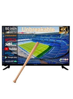 Buy Magic World 50 Inch Frameless Break-Resistant 4K Ultra HD SMART LED TV with Built-in DVB-T2/S2 Receiver, Android 13, WiFi, Multilanguage OSD, Includes A Wall Mount - MG50V030USBT2-13 in UAE