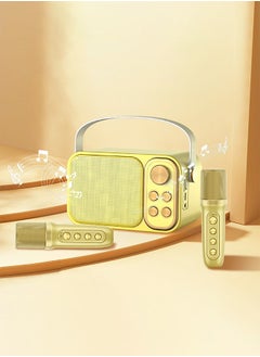 اشتري YS-105 10W Rechargeable Dual Mic Microphone Karaoke Palm KTV Handheld Speaker Wireless Soundbox Gold في السعودية