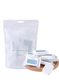 Buy Compressed Towel Tablets - Disposable Travel Towels for Camping Hiking Gears Portable Compact Toilet Papers Reusable Washcloths 20 Pieces in Saudi Arabia