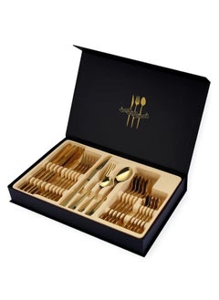 Buy 24-Piece Stainless Steel Cutlery Set Gold in Saudi Arabia