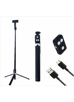 Buy COOPIC T12(Black) 175cm Versatile Selfie Stick tripod with 360° Rotation mobile holder and rechargeable Bluetooth system Capture Smooth, Steady Shots in Any Situation in UAE