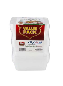 اشتري Hotpack Microwave Container 750ml x 3 Packets (15 Pieces) في الامارات