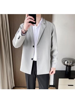 اشتري 1 x 5 pcs Mens Casual Blazer 2022 Autumn Trendy British Jacket Light gray في السعودية