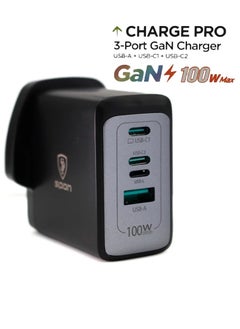 Buy Super Fast Charger PD 100 W QC 3.0  Port GaN 2 Type-C ports + USB + lightning compatible With iPhone 14,iPad Pro, Galaxy S23,honor 90 in Saudi Arabia