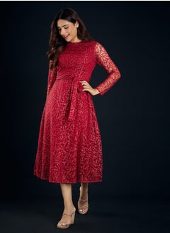 Buy Red Lace Midi Dress in Saudi Arabia