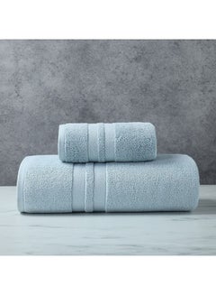 Buy Two-piece household daily cotton bath towel and cotton towel thickened and absorbent-blue in UAE
