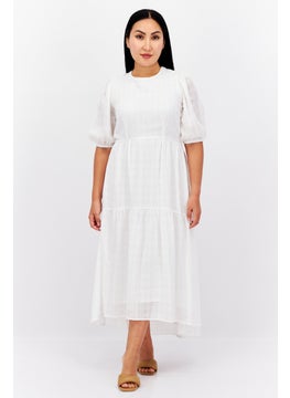 Buy Women Plain Midi Dress, White in UAE