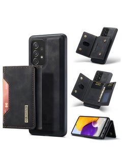 Buy CaseMe Wallet Case for Samsung Galaxy A72 DGMING Premium Leather Phone Case Back Cover Magnetic Detachable with Trifold Wallet Card Holder Pocket - Black in Egypt