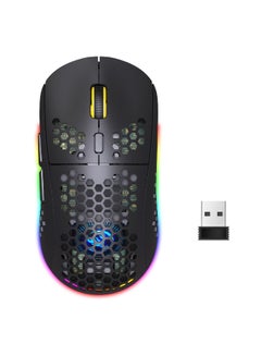 Buy Ergonomic Design Wireless Rgb Gaming Mouse With Nano Receiver Black in UAE