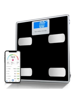 Buy Digital Bluetooth Body Weight Scale, Body fat electric scales of via your phone measure your fat, water, muscle, bone mass 180 Kg  - Black in Egypt