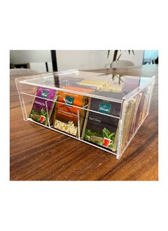 Buy Creative Planet Tea Bag Organizer, Acrylic Storage Box with Lid for Kitchen Cabinets, Countertops Pantry Suits, Candy, Packets Condiments & Crafts Items (9 Compartments) in UAE