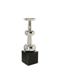 اشتري Nikola Candle Holder, Silver & Black - 13x37 cms في الامارات