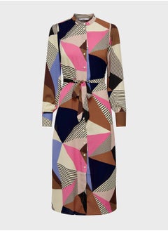 Buy Tie Detail Printed Shirt Dress in Saudi Arabia