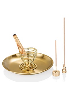 Buy Incense Burner Holder Holder 5 in 1 Incense Holder for Incense Sticks Coil Incense Incense Cones 5.5 inches Brass Ash Catcher for Meditation Yoga Room Home Office Fragrance in UAE